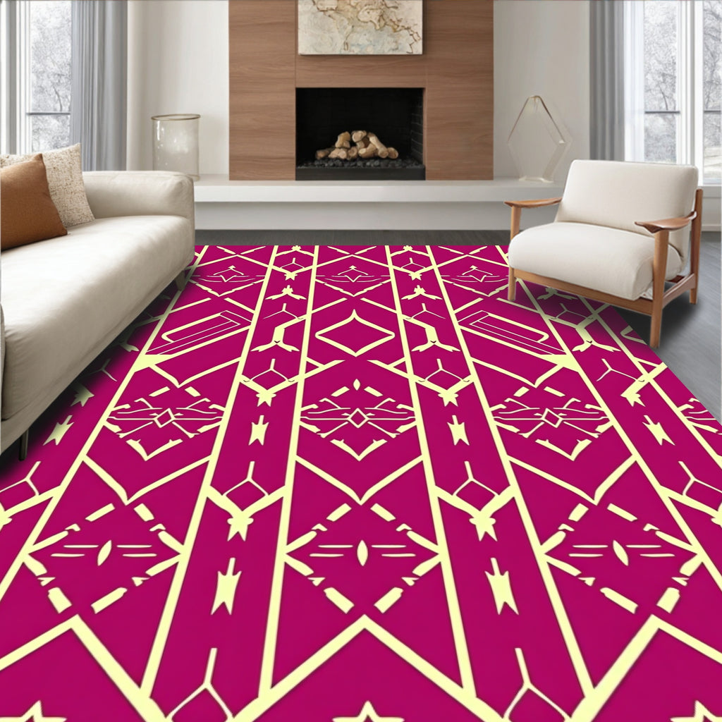 Geometric Art Deco Fuschia Pattern Rug