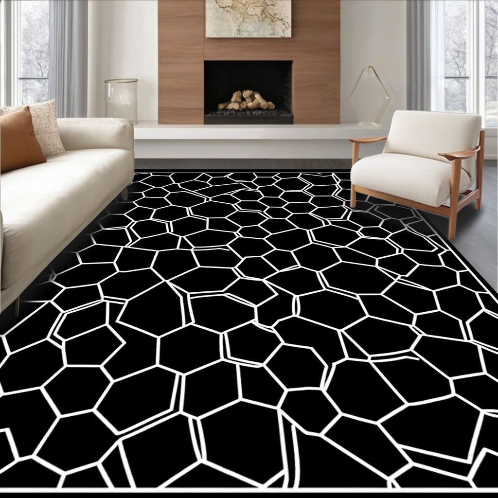 Organic Hexagonal Net Design Rug