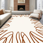 Abstract Brown Line Burst Design Rug