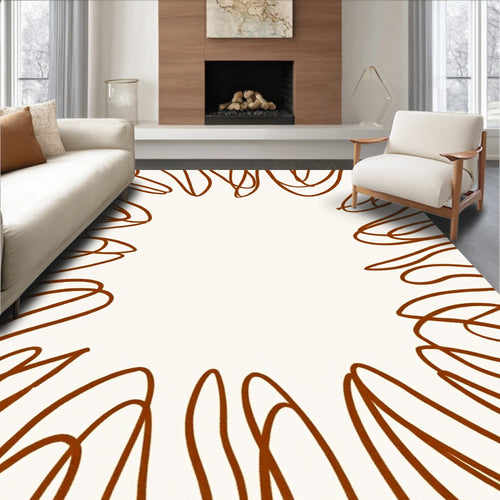 Abstract Brown Line Burst Design Rug