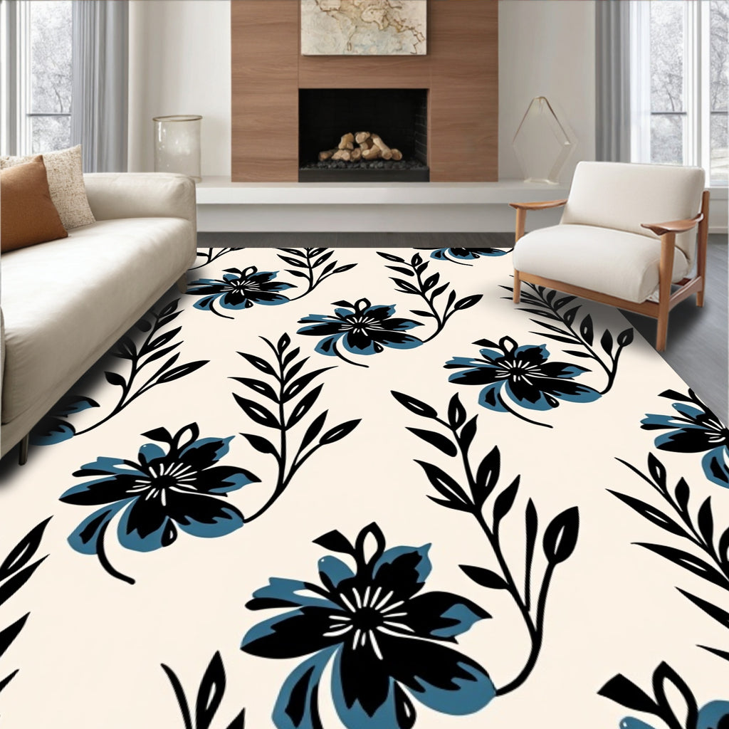 Bold Floral Branch Abstract Design Rug