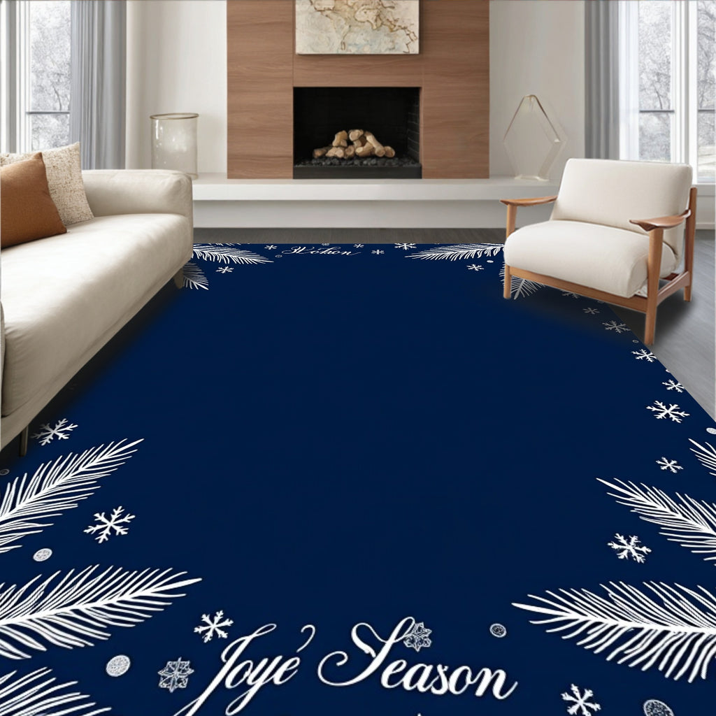 Winter White Pine Snowflakes Rug