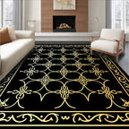 Elegant Gold Lattice Pattern Rug