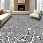 Abstract Black White Wavy Lines Rug