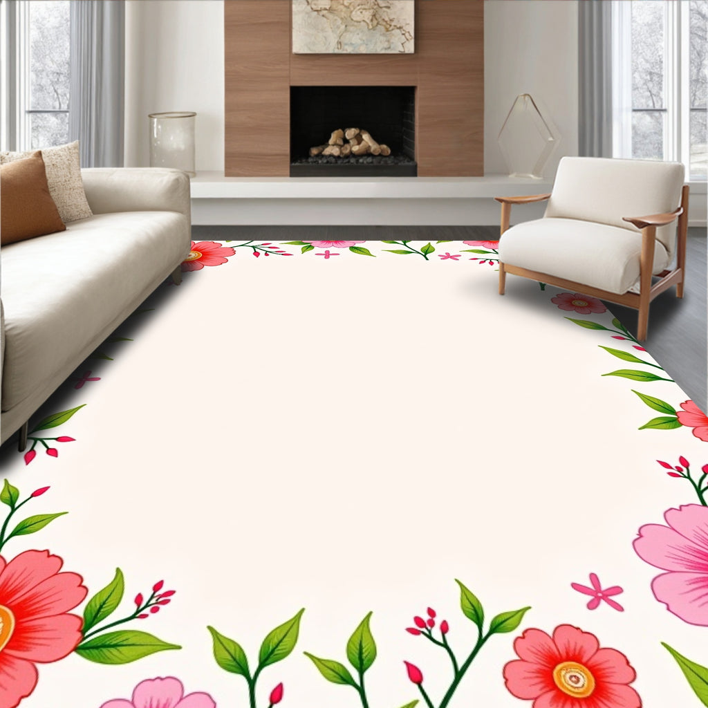 Floral Border Charm Rug
