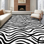 Modern Wavy Black White Design Rug