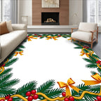 Evergreen Festive Bows Berries Border Rug
