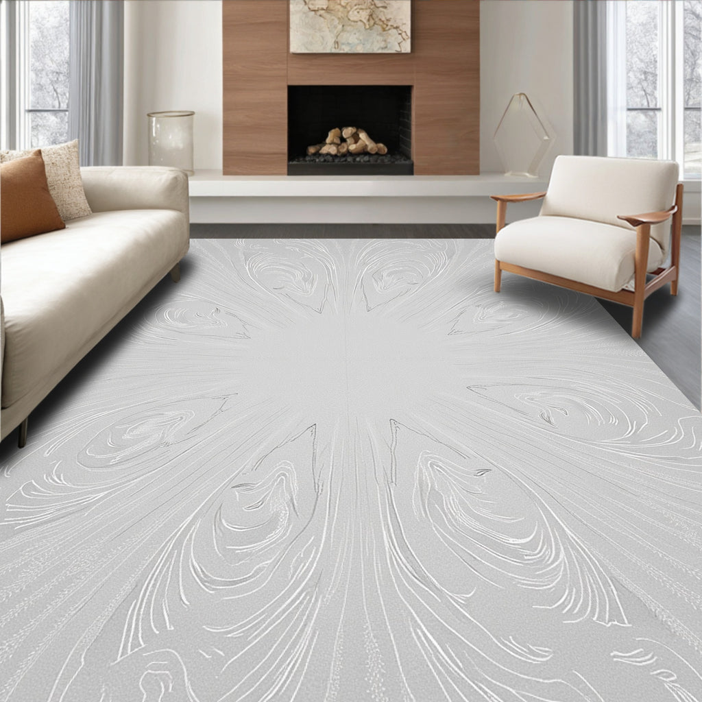 Radiant Swirls And Feather Accents Design Rug
