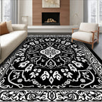 Classic Botanical Floral Mandala Print Rug