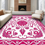 Traditional Pink Floral Ornamental Pattern Rug