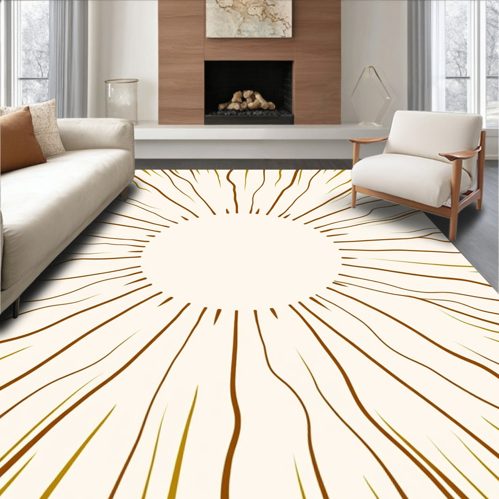 Organic Sunburst Abstract Lines Design Rug