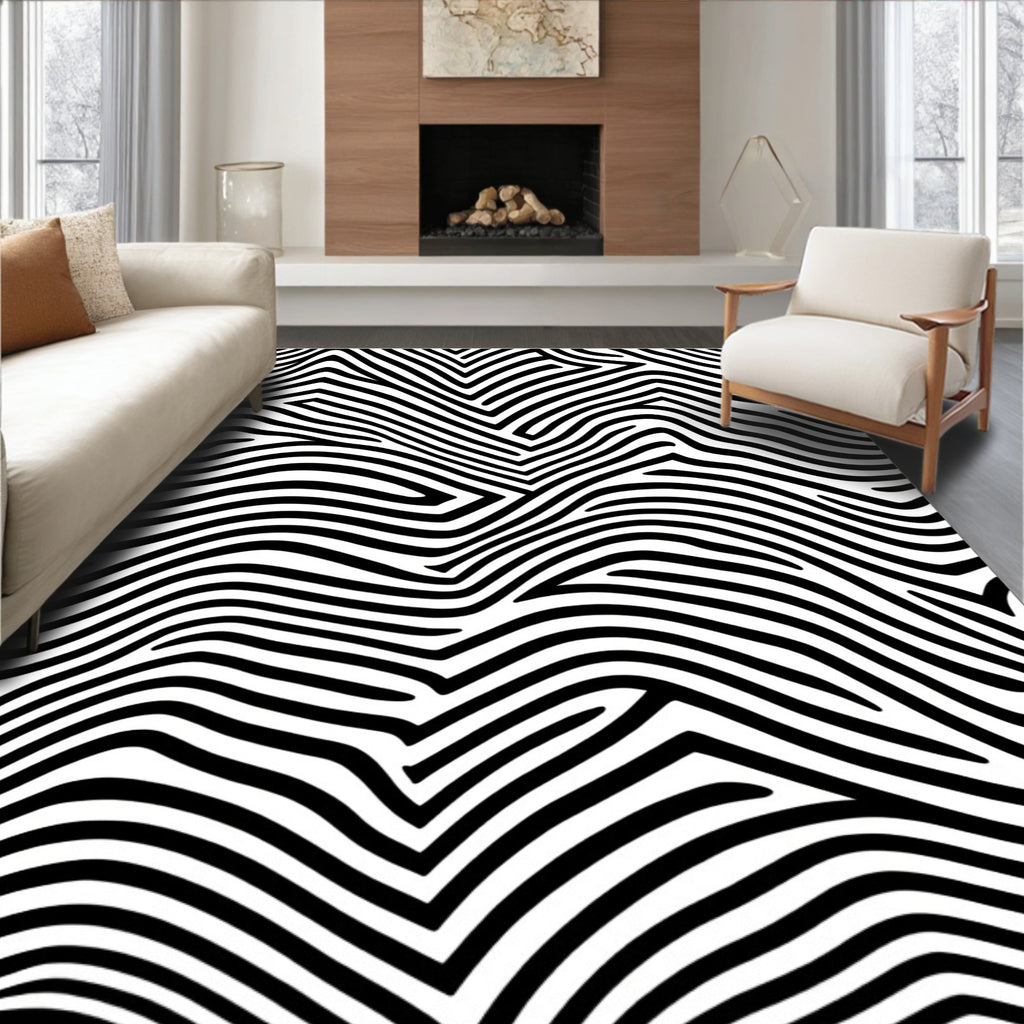 Abstract Zebra Stripe Print Rug