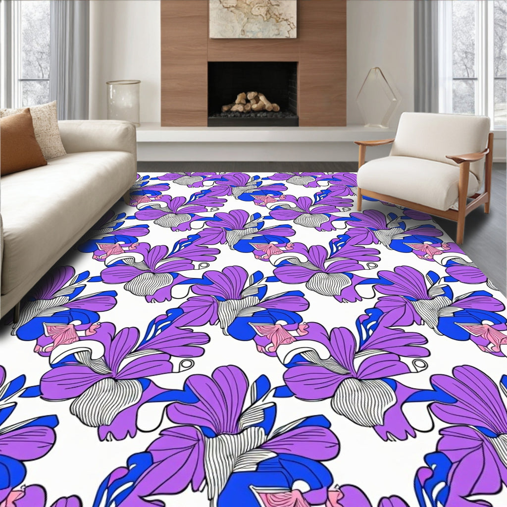 Bold Floral Waves Pattern Rug