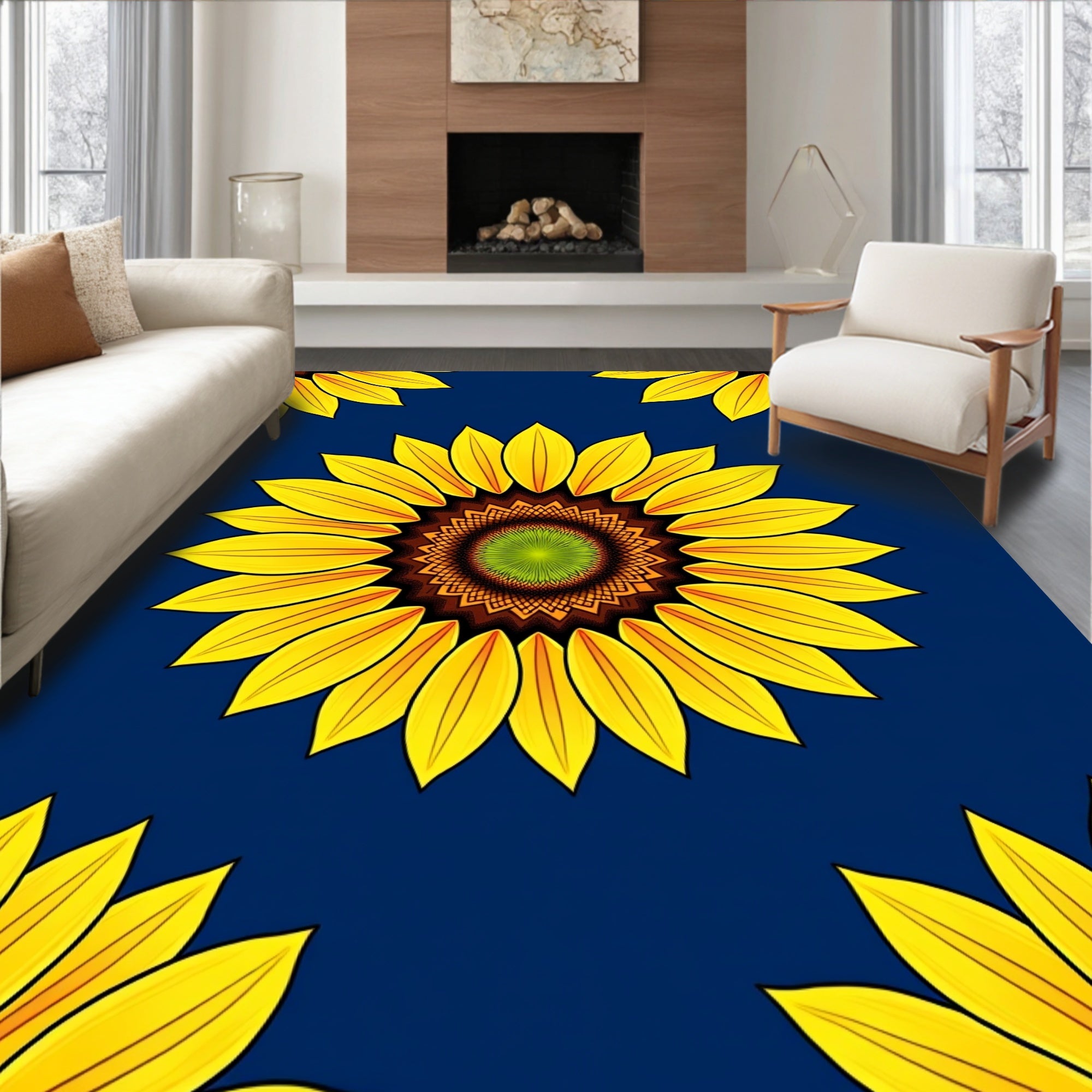 Vibrant Sunflower Pattern Rug