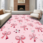 Pink Bows And Floral Pattern Rug