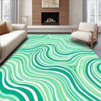 Green Swirl Abstract Pattern Rug
