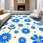 Bold Blue Daisy Pattern Rug