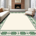Emerald Garden Bordered Floral Design Rug