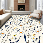 Whimsical Floral and Bee Playful Medallions Rug