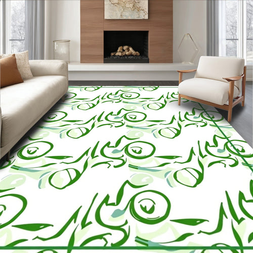 Abstract Green Swirls Pattern Rug