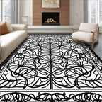 Intricate Leaf Scroll Patterned Design Rug