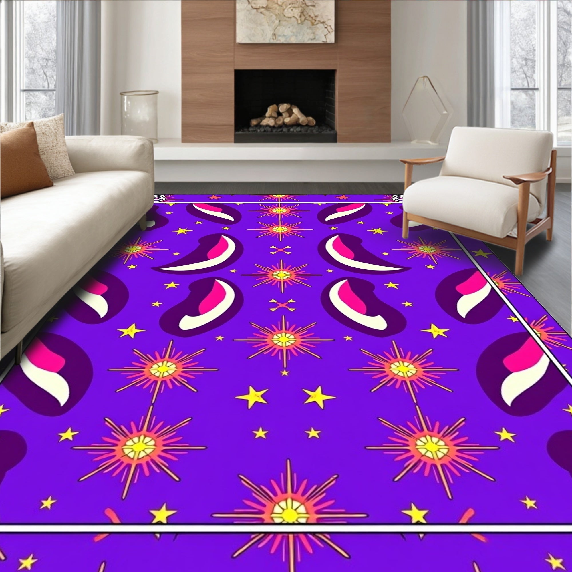 Vibrant Paisley Sunburst Geometric Rug