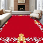 Red Gingerbread Snowflakes Border Rug