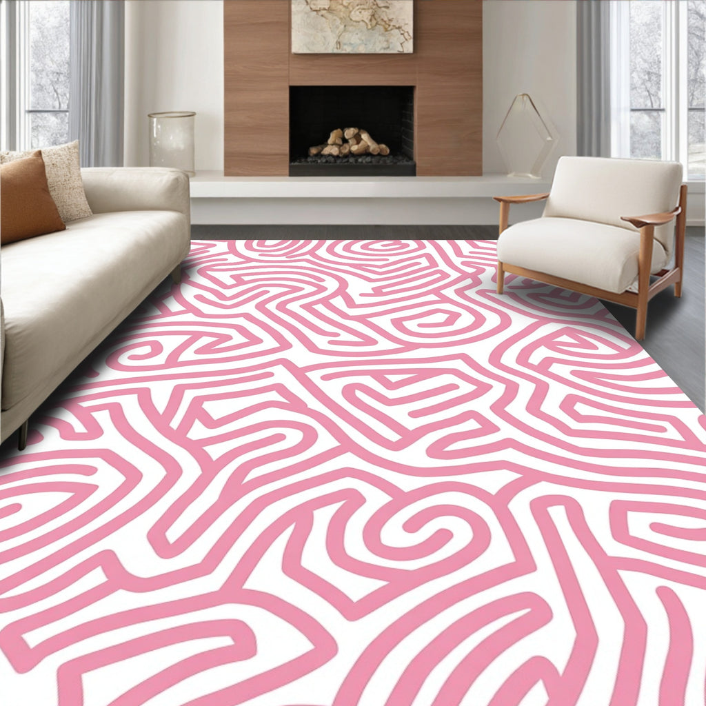 Pink Labyrinth Pattern Rug