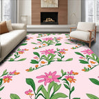Pink Floral Botanical Pattern Rug