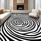 Abstract Black White Swirl Pattern Rug