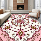 Elegant Pink Floral Mandala Pattern Rug
