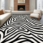 Bold Black White Abstract Stripes Rug