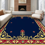 Ornate Gold Red Floral Border Rug