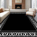 Classic White Floral Scroll Border Design Rug