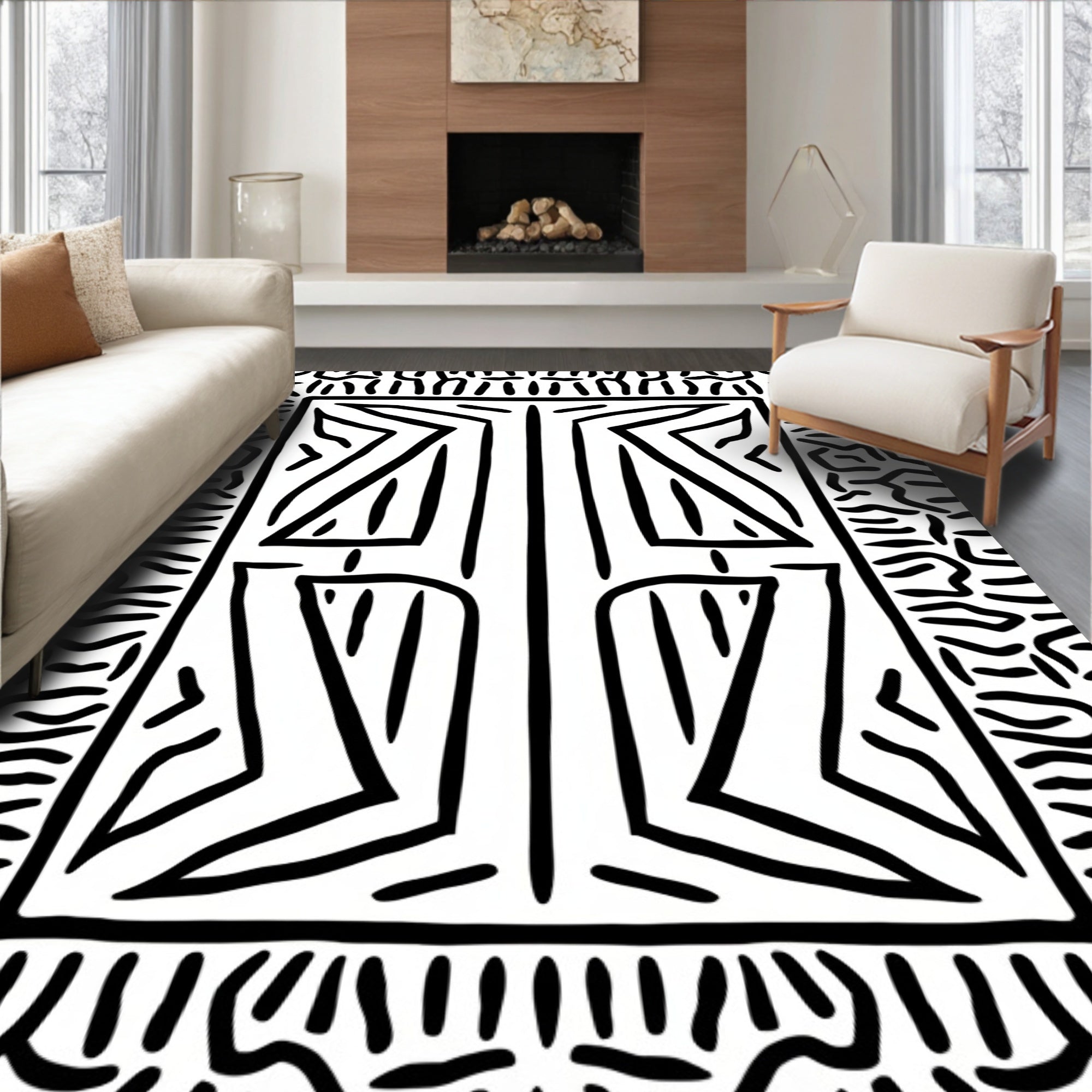 Bold Abstract Geometric Lines Rug