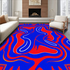 Vibrant Blue Red Abstract Flow Pattern Rug