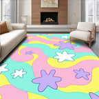 Retro Abstract Star Swirl Design Rug