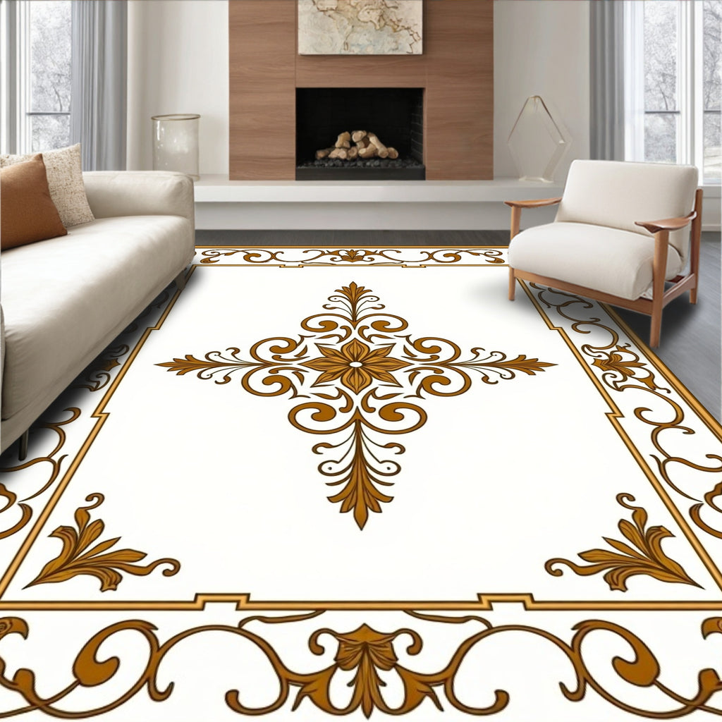 Ornate Floral Scrollwork Pattern Rug