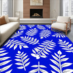 White Leaf Branches On Blue Rug