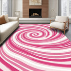 Whimsical Swirl Pink Stripe Pattern Rug
