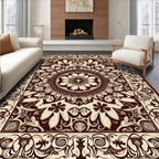 Rich Brown Intricate Floral Mandala Rug