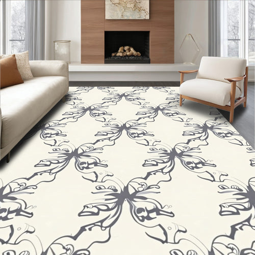 Abstract Butterfly Motif Pattern Rug