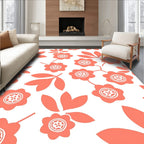Coral Floral And Leaf Pattern Rug