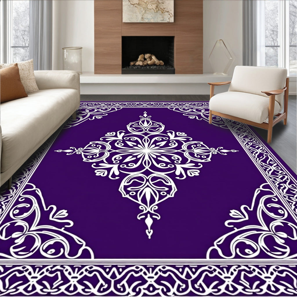 Intricate Paisley Floral Border Design Rug