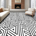 Geometric Linework Maze Pattern Rug