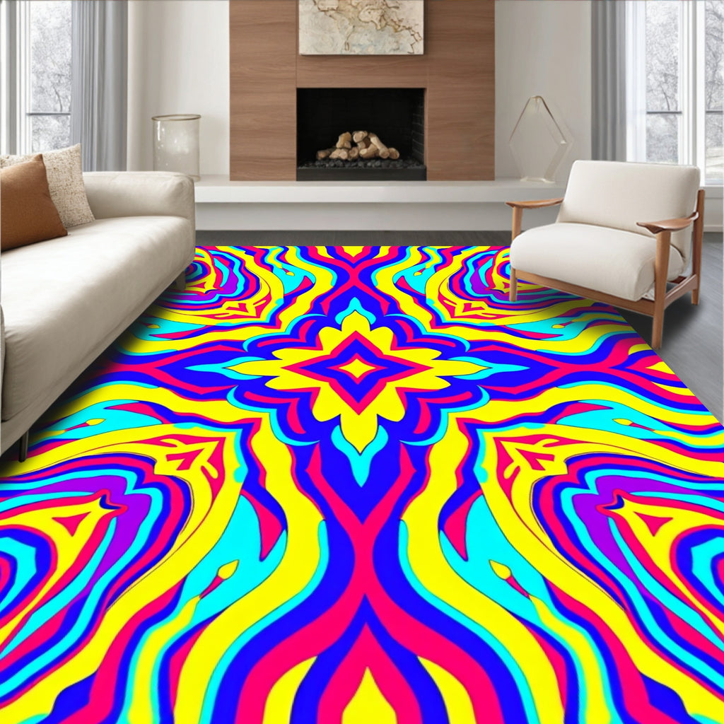 Vibrant Psychedelic Swirl Pattern Rug