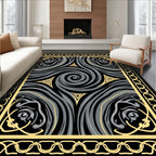 Swirling Abstract Yellow Grey Design Rug