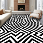 Abstract Black White Geometric Pattern Design Rug