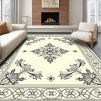Classic Floral Corner Border Pattern Rug
