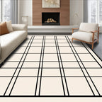 Bold Black Line Grid Pattern Decor Rug